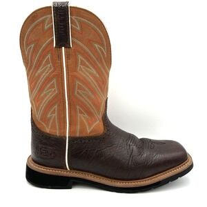 Justin SE4560 Brown Cognac Square Toe Western Cowboy Work Boots Men's Size 10D